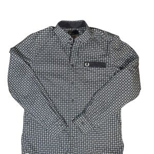 Fred Perry x Drake's Geometric Navy Shirt